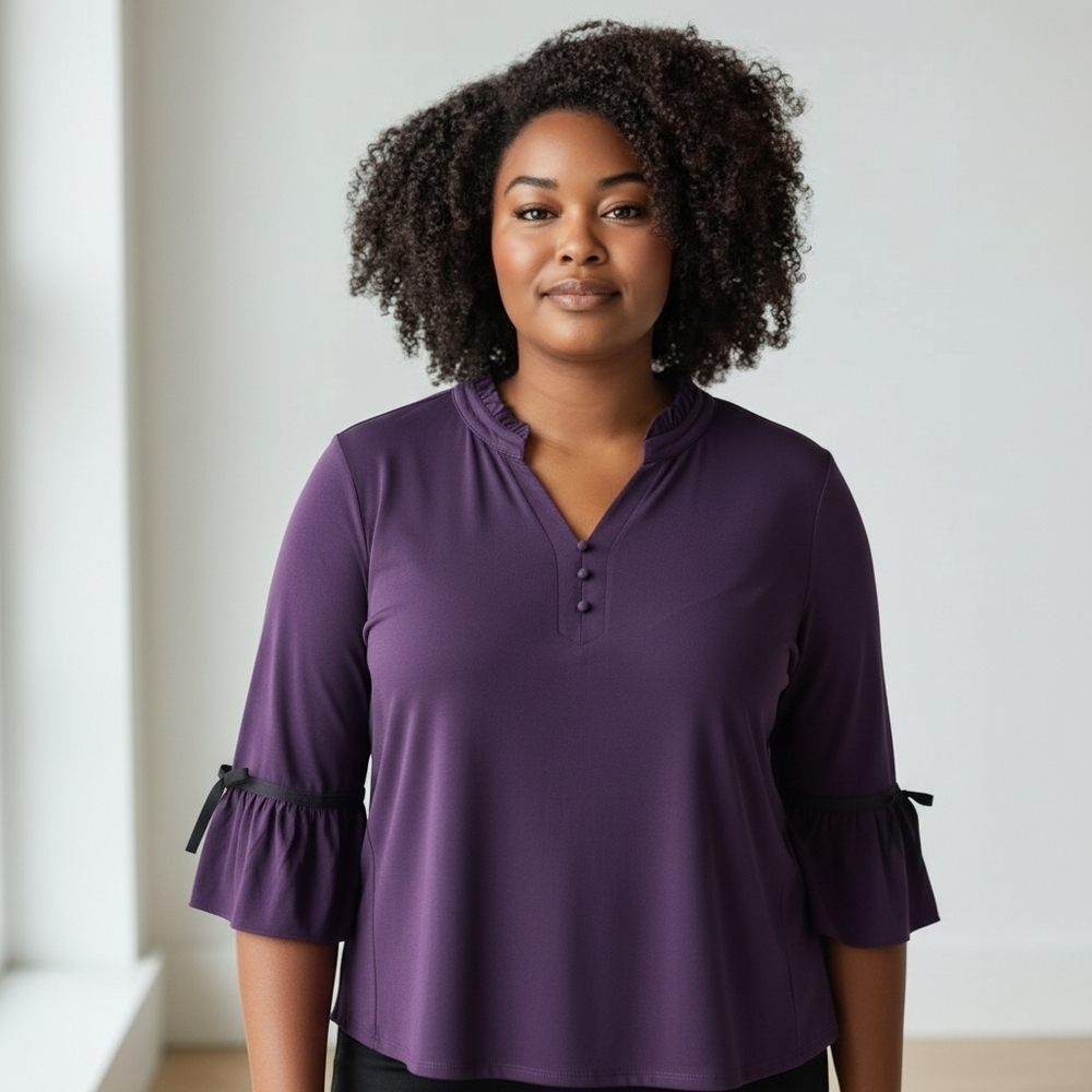 Karl Lagerfeld Plum 3/4 Sleeve Blouse